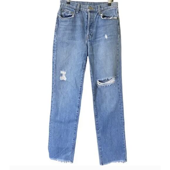 Carmar Luna Distressed Straight Leg Denim Jeans Hi-Rise Medium Wash Cotton 26 - Picture 10 of 16